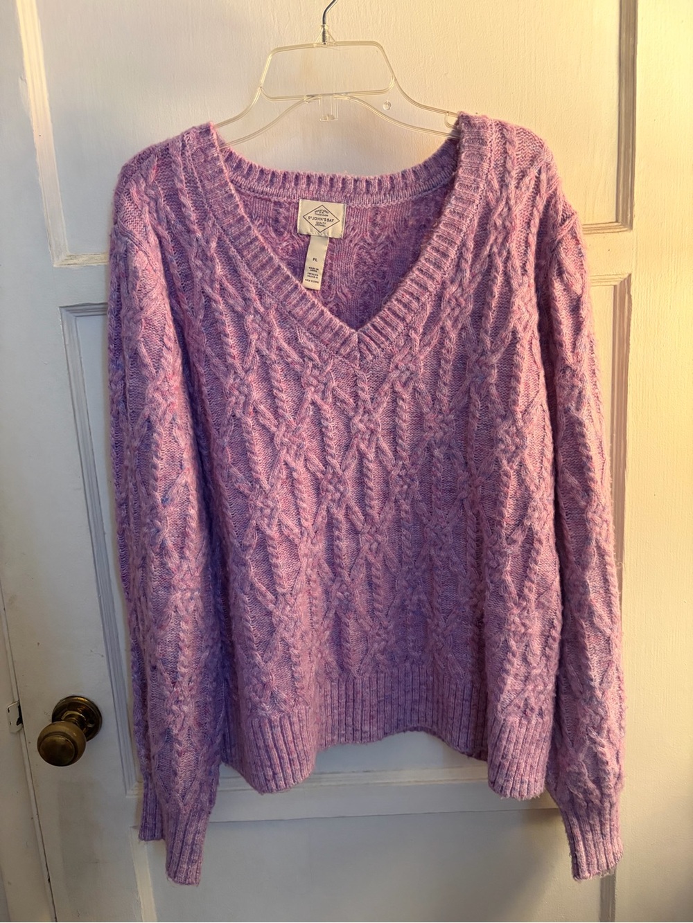 St. John's Bay Lavender Cable Knit V-Neck Sweater